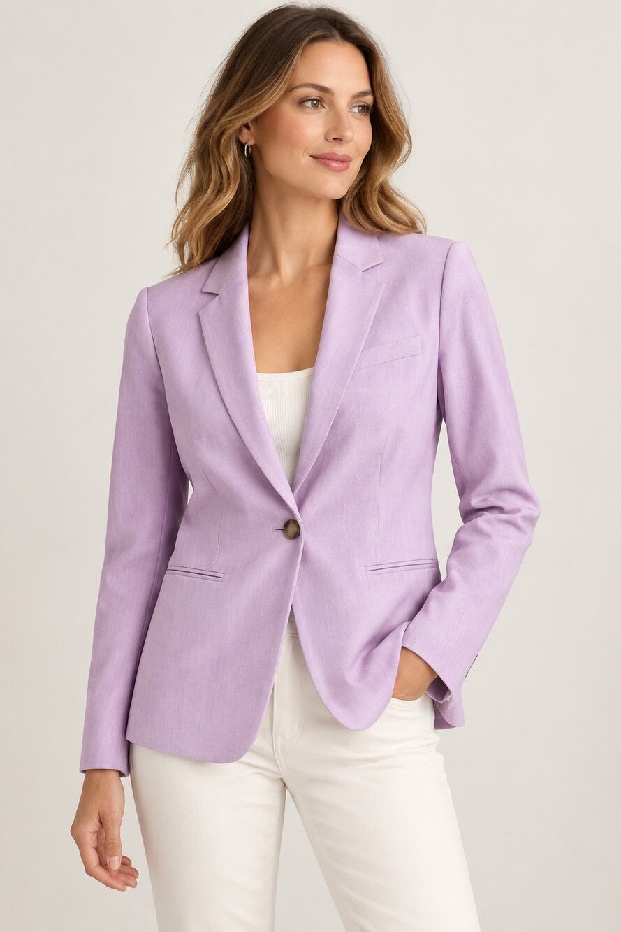 Banana Republic Long & Lean Lavender Blazer Tailored One-Button Jacket